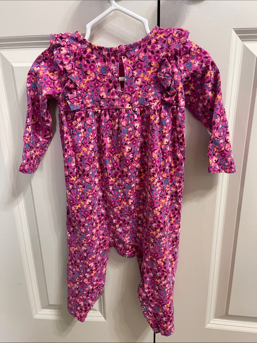 Tea Collection Pink Floral Ruffle One-Piece Bodysuit - Picture 4 of 7